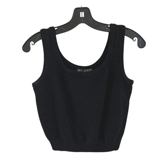 St. John Black Knit Tank Top Sleeveless Scoop Neck Womens Size S - Picture 1 of 9